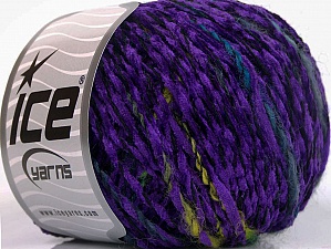 Chenille Wool Flamme Lavender, Green Shades, Black