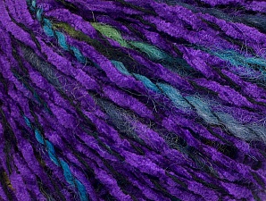 Chenille Wool Flamme Lavender, Green Shades, Black