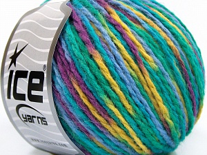 Wool Worsted Color Turkuaz Tonları Mor Açık Yeşil