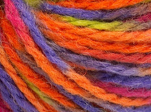 Wool Worsted Color Turuncu Leylak Açık Yeşil Fuşya