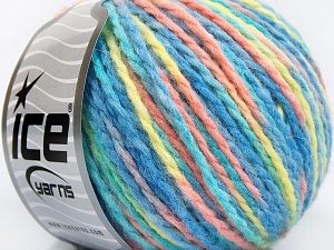 Wool Worsted Color Turkuaz Tonları Açık Somon Açık Yeşil