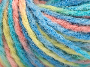Wool Worsted Color Turkuaz Tonları Açık Somon Açık Yeşil
