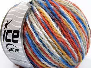 Wool Worsted Color Turuncu Altın Mavi Tonları