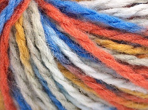 Wool Worsted Color Turuncu Altın Mavi Tonları