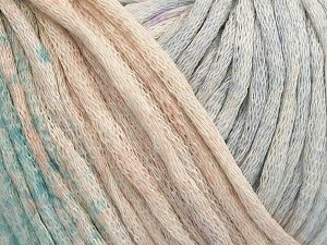 Tube Cotton Worsted Turquoise, Light Blue, Gold, Cream, Light Lilac