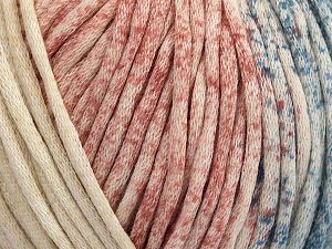 Tube Cotton Worsted Light Turquoise, Light Salmon, Cream