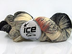 Hand Dyed Sock Yarn Grey, Cream, Black, Orange
