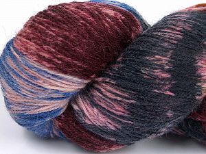 Hand Dyed Sock Yarn Burgundy Shades, Grey, Blue