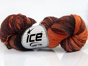 Hand Dyed Sock Yarn Turuncu Tonları Kahverengi