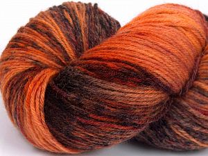 Hand Dyed Sock Yarn Turuncu Tonları Kahverengi