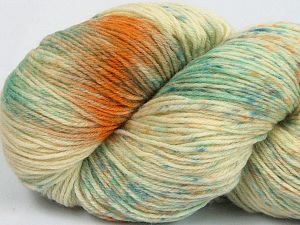 Hand Dyed Sock Yarn Cream, Orange, Turquoise