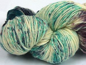 Hand Dyed Sock Yarn Turquoise Shades, Cream, Maroon