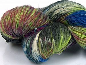 Hand Dyed Sock Yarn Yeşil Tonları Bordo Mavi