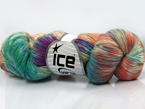 Hand Dyed Sock Yarn Turquoise, Orange, Cream, Purple