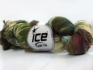 Hand Dyed Sock Yarn Turkuaz Yeşil Tonları Krem Kahverengi Tonları