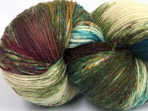 Hand Dyed Sock Yarn Turkuaz Yeşil Tonları Krem Kahverengi Tonları