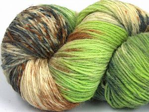 Hand Dyed Sock Yarn Green Shades, Grey Shades, Brown