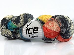 Hand Dyed Sock Yarn Sarı Turkuaz Turuncu Koyu Gri Krem