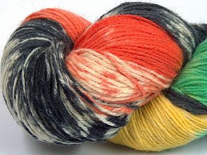 Hand Dyed Sock Yarn Sarı Turkuaz Turuncu Koyu Gri Krem