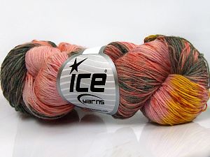 Hand Dyed Sock Yarn Sarı Somon Tonları Gri Tonları