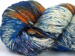 Hand Dyed Sock Yarn Blue Shades, Fuchsia, Dark Grey, Orange
