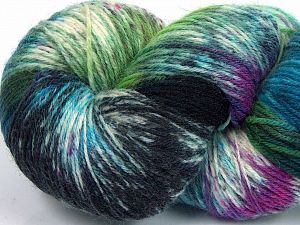 Hand Dyed Sock Yarn Turquoise Shades, Green Shades, Cream, Fuchsia