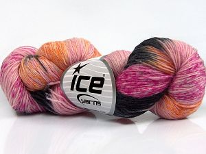 Hand Dyed Sock Yarn Pink Shades, Orange, Black