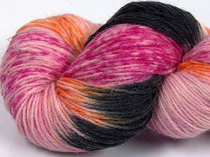 Hand Dyed Sock Yarn Pink Shades, Orange, Black