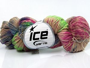 Hand Dyed Sock Yarn Açık Yeşil Açık Kamel Fuşya Mavi Tonları