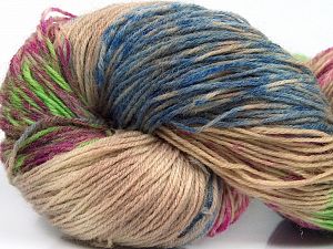 Hand Dyed Sock Yarn Açık Yeşil Açık Kamel Fuşya Mavi Tonları
