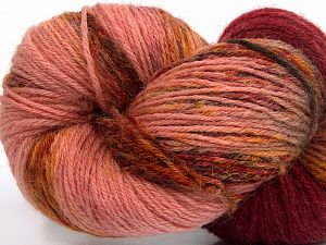 Hand Dyed Sock Yarn Gül Kurusu Açık Pembe Altın Bordo Tonları