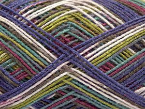Sale Self-Striping Turkuaz Mor Maron Yeşil