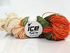 Hand Dyed Batik Orange, Cream, Green