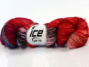 Hand Dyed Superwash Merino Kırmızı Tonları Pembe Maron Yeşil Mavi