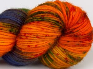 Hand Dyed Superwash Merino Kırmızı Turuncu Tonları Yeşil Altın Mavi Tonları