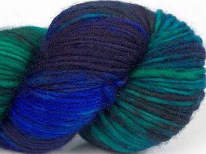 Hand Dyed Superwash Merino Yeşil Tonları Koyu Bordo Mavi Tonları