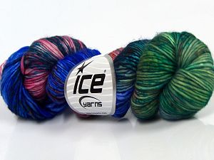 Hand Dyed Superwash Merino Turkuaz Mor Tonları Yeşil Tonları