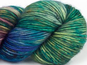 Hand Dyed Superwash Merino Turkuaz Mor Tonları Yeşil Tonları