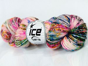 Hand Dyed Superwash Merino Pembe Turuncu Yeşil Tonları Altın Krem Mavi
