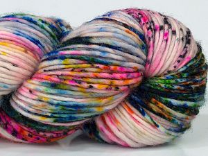 Hand Dyed Superwash Merino Pembe Turuncu Yeşil Tonları Altın Krem Mavi
