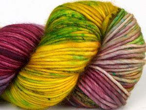 Hand Dyed Superwash Merino Turkuaz Mor Yeşil Altın