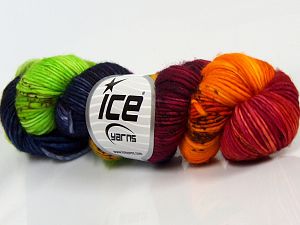 Hand Dyed Superwash Merino Turuncu lacivert Yeşil Bordo Kahverengi