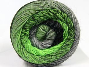 Cakes Alpaca Worsted Neon Yeşil Açık Gri Siyah