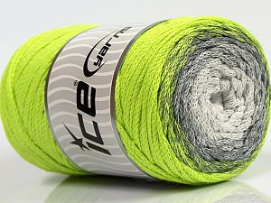 Macrame Cotton Magic Beyaz Neon Yeşil Gri Tonları