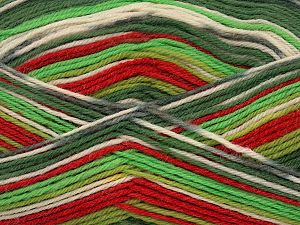 Sale Sock Yarn Kırmızı Yeşil Tonları Krem