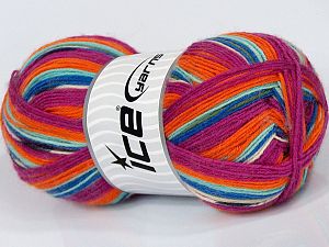 Sale Sock Yarn Turuncu Yeşil Fuşya Mavi Tonları