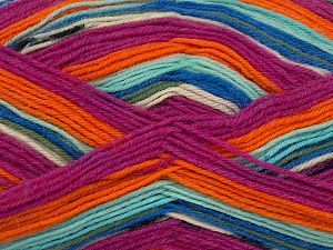 Sale Sock Yarn Turuncu Yeşil Fuşya Mavi Tonları
