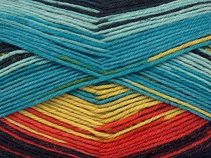 Print Sock Turkuaz Tonları Turuncu Yeşil Koyu laci