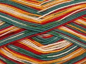 Print Sock Sarı Kırmızı Yeşil Tonları Krem