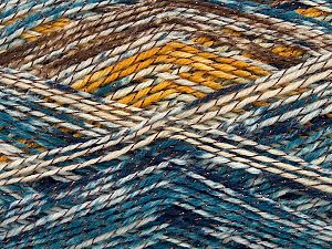 Sale Sock Yarn Sarı Turkuaz Tonları Kahverengi